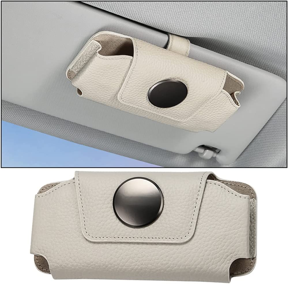 Sunglasses Holders for Car Sun Visor, Magnetic Glasses Hanger Mounter, Leather Eyeglasses Holder for Women Men, Vehicle Accessories Visor Ticket Card Clip Storage Organizer Case, Compatible with All Cars