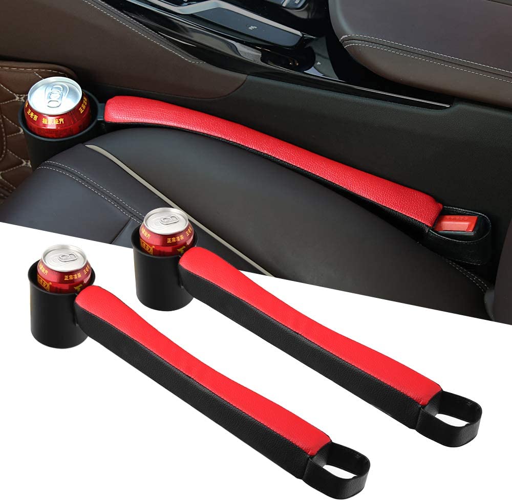 Car Seat Gap Filler Organizer With Cup Holder (2 Pack), Compatible with All Cars, |Multifunctional Car Seat Organizer | Car Organizer Between Seats | Console Pocket for Wallet & Keys | Front Seat Gap Accessories