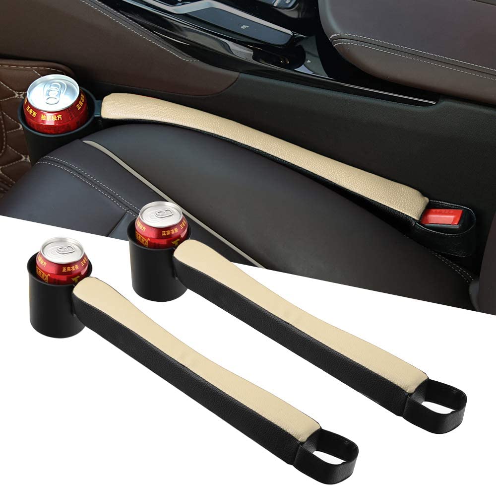 Car Seat Gap Filler Organizer With Cup Holder (2 Pack), Compatible with All Cars, |Multifunctional Car Seat Organizer | Car Organizer Between Seats | Console Pocket for Wallet & Keys | Front Seat Gap Accessories