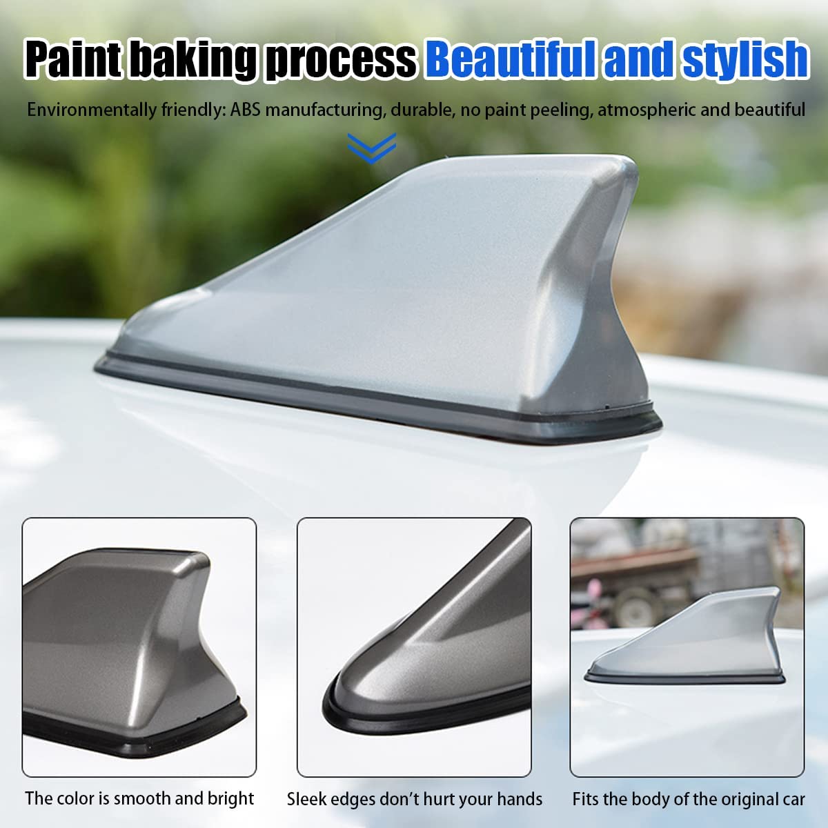 Car Shark Fin Antenna Cover, Roof Aerial Base AM/FM Radio Signal for Car SUV Truck, Vehicle Shark Fin Shape Cover with Adhesive Tape, Car Accessories Antenna Replacement Fits Most Cars