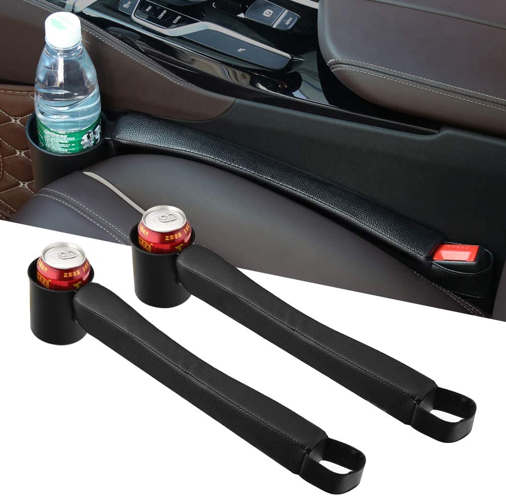 Car Seat Gap Filler Organizer With Cup Holder (2 Pack), Compatible with All Cars, |Multifunctional Car Seat Organizer | Car Organizer Between Seats | Console Pocket for Wallet & Keys | Front Seat Gap Accessories