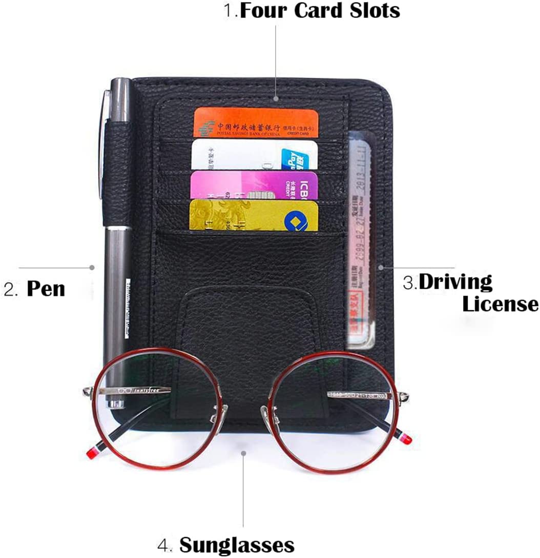 Small Car Sun Visor Organizer for Trucks Cars, Car Visor Document Holder, Sunglasses, Drving License, Insurance, Pen, Key, Phone, Universal Fit for All Cars, Car Accessories