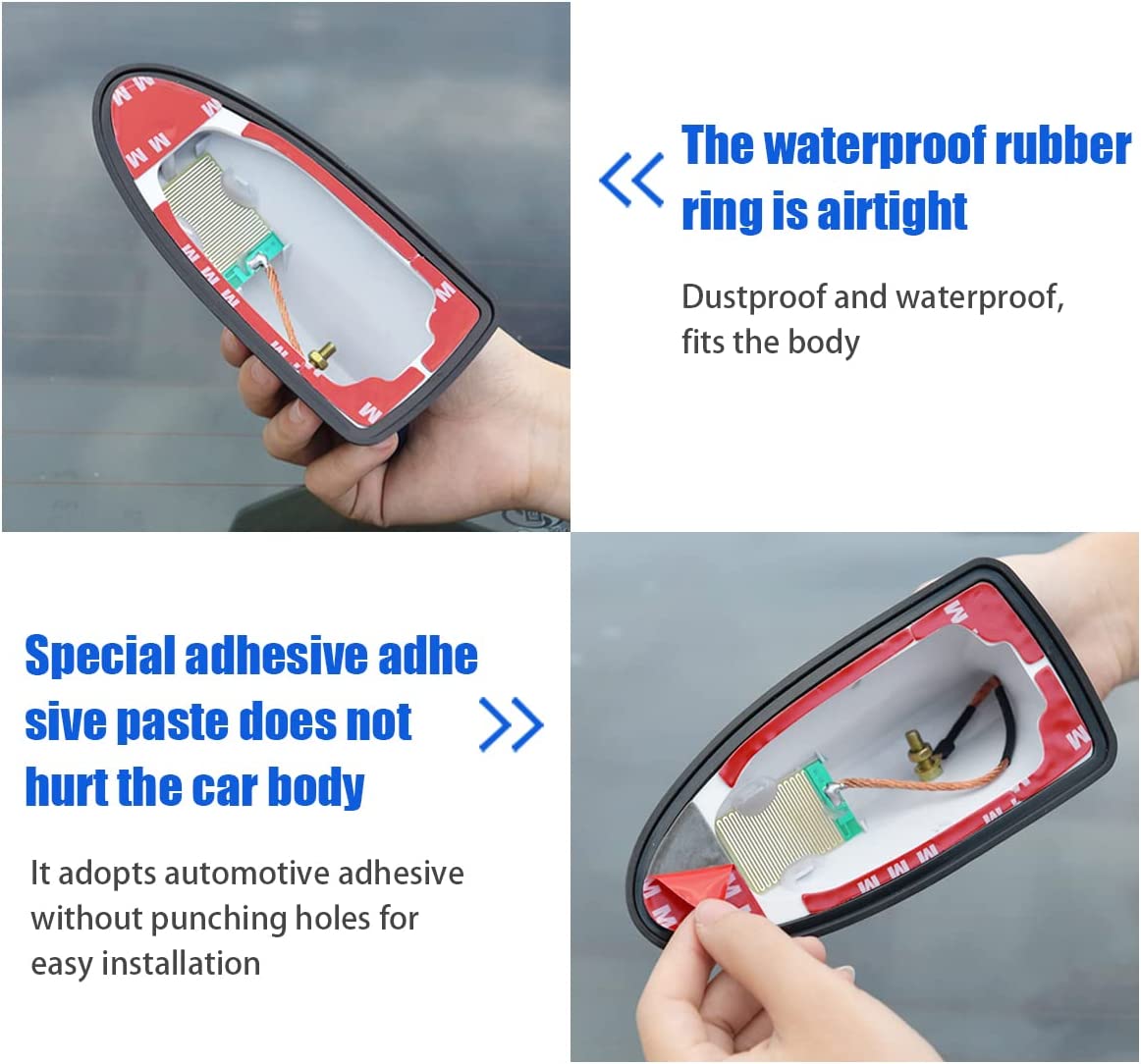 Car Shark Fin Antenna Cover, Roof Aerial Base AM/FM Radio Signal for Car SUV Truck, Vehicle Shark Fin Shape Cover with Adhesive Tape, Car Accessories Antenna Replacement Fits Most Cars