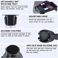 Thumbnail for Car Cup Holder Tray,Cup Holder Tray,Car Cup Holder Tray Table,Car Cup Holder with Detachable Tray, Car Cup Holder Expander,Car Cup Holder with 360 ° Rotation,fit in 2.36-3.54 inch Car Cup Holder, Compatible with All Cars