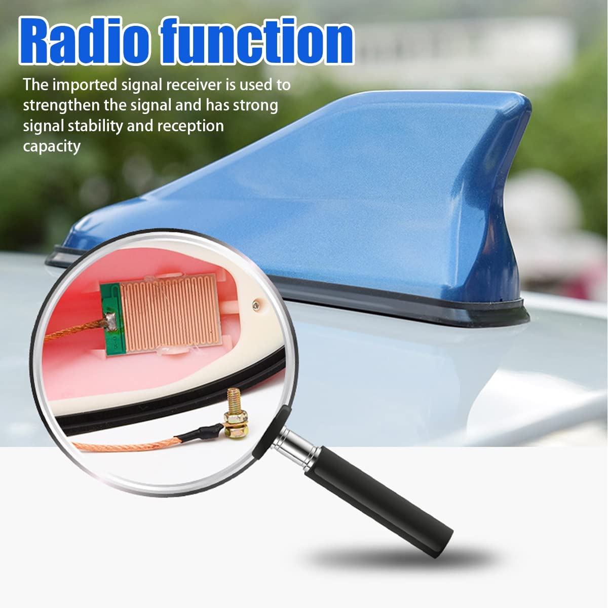Car Shark Fin Antenna Cover, Roof Aerial Base AM/FM Radio Signal for Car SUV Truck, Vehicle Shark Fin Shape Cover with Adhesive Tape, Car Accessories Antenna Replacement Fits Most Cars