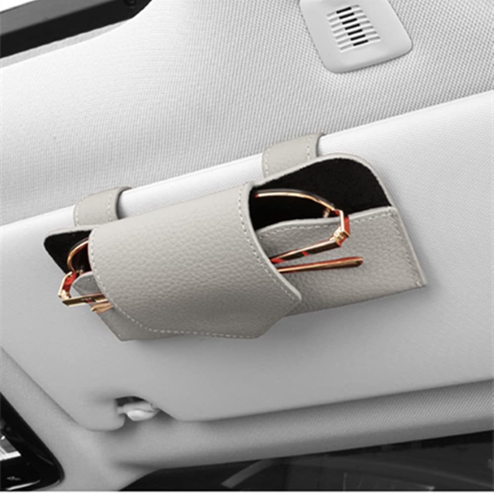 Sunglass Holder for Car Visor, Car Sunglass Holder Eyeglasses Holder Leather Sun Glasses Protective Storage Case Holder for Vehicle Sun Shade