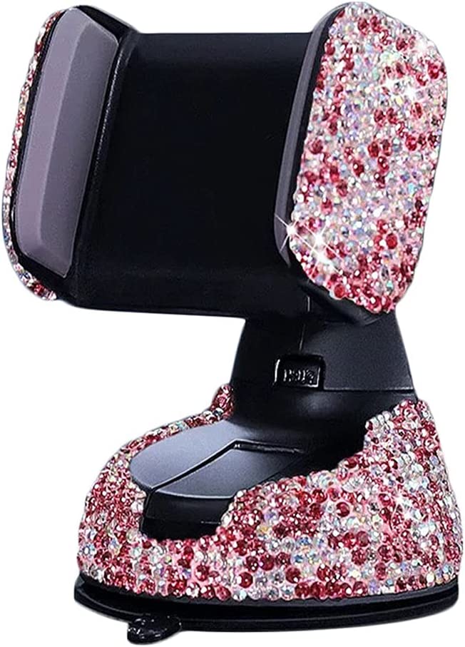 Bling Car Phone Holder, 360°Adjustable Crystal Auto Phone Mount Universal Rhinestone Car Stand Phone Holder Car Accessories for Windshield Dashboard and Air Outlet