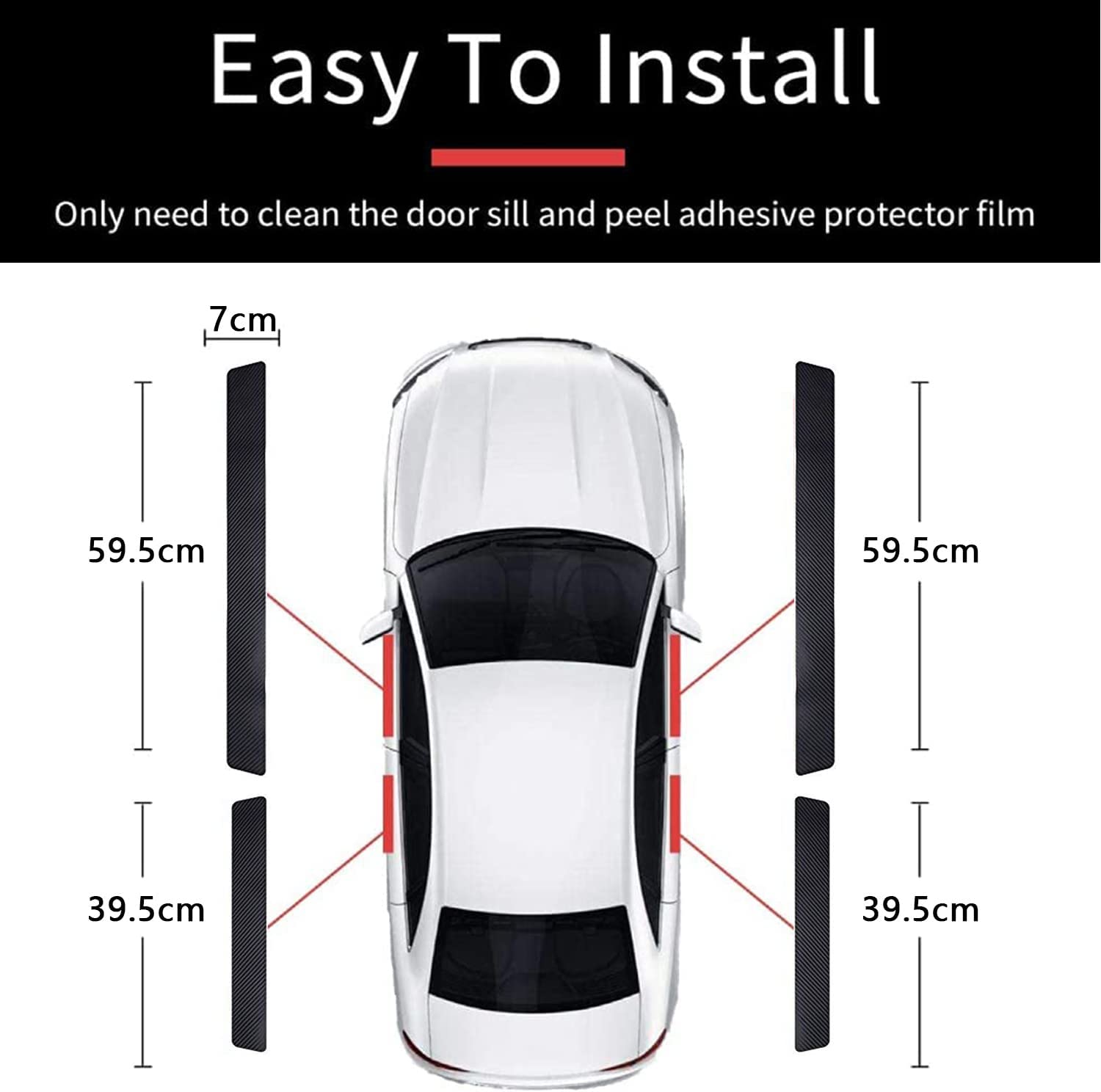 Door Sill Plate Protectors Compatible with Car Accessory, Carbon Fiber Car Door Entry Guards Sill Scuff Cover Panel Step Protector, Welcome Pedal Protector Cover, 4pcs/Set