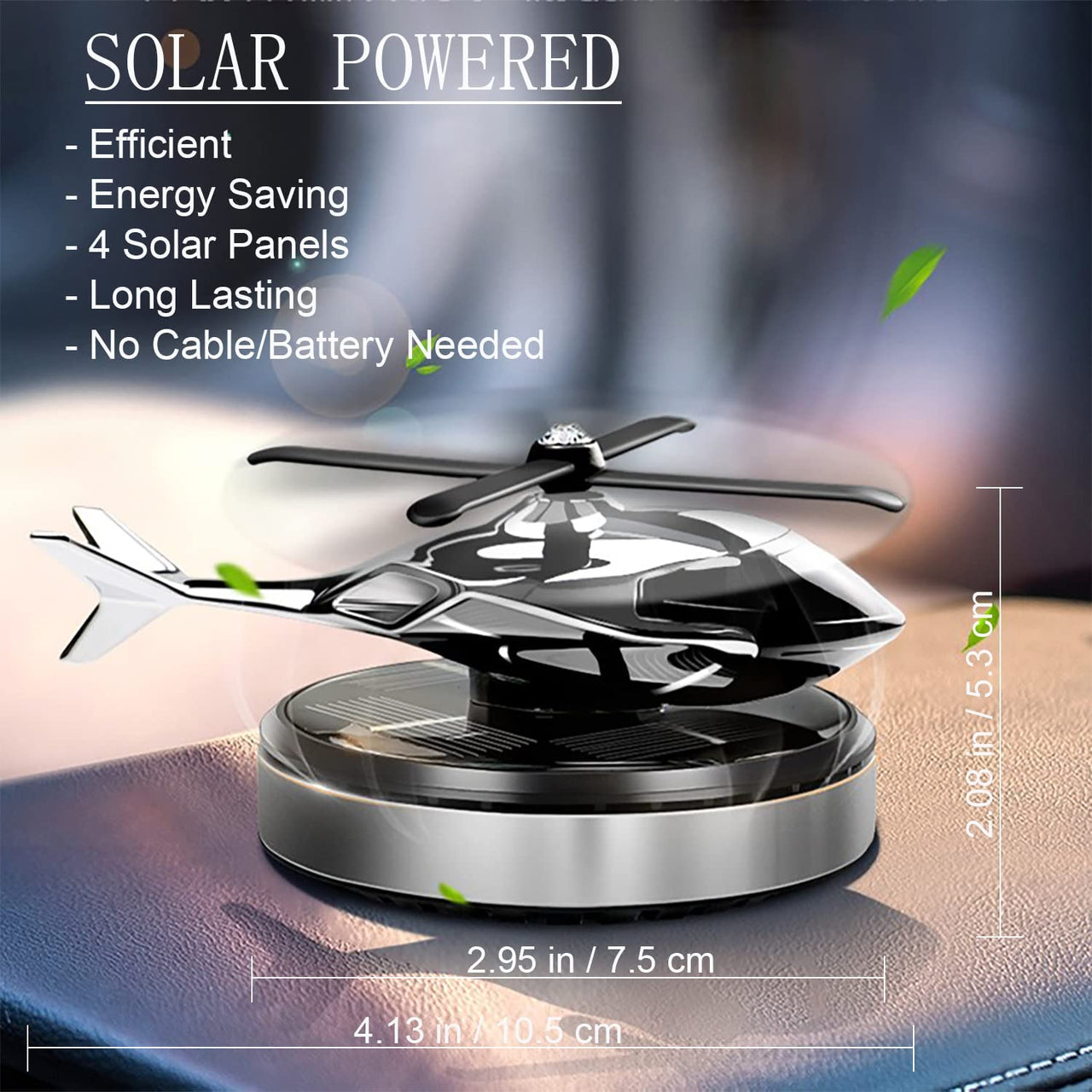 Car Air Freshener, Helicopter Solar Energy Rotating Aromatherapy Aviation Al Alloy Diffuser, Interior Decoration Accessories Diffuser for Car and Home