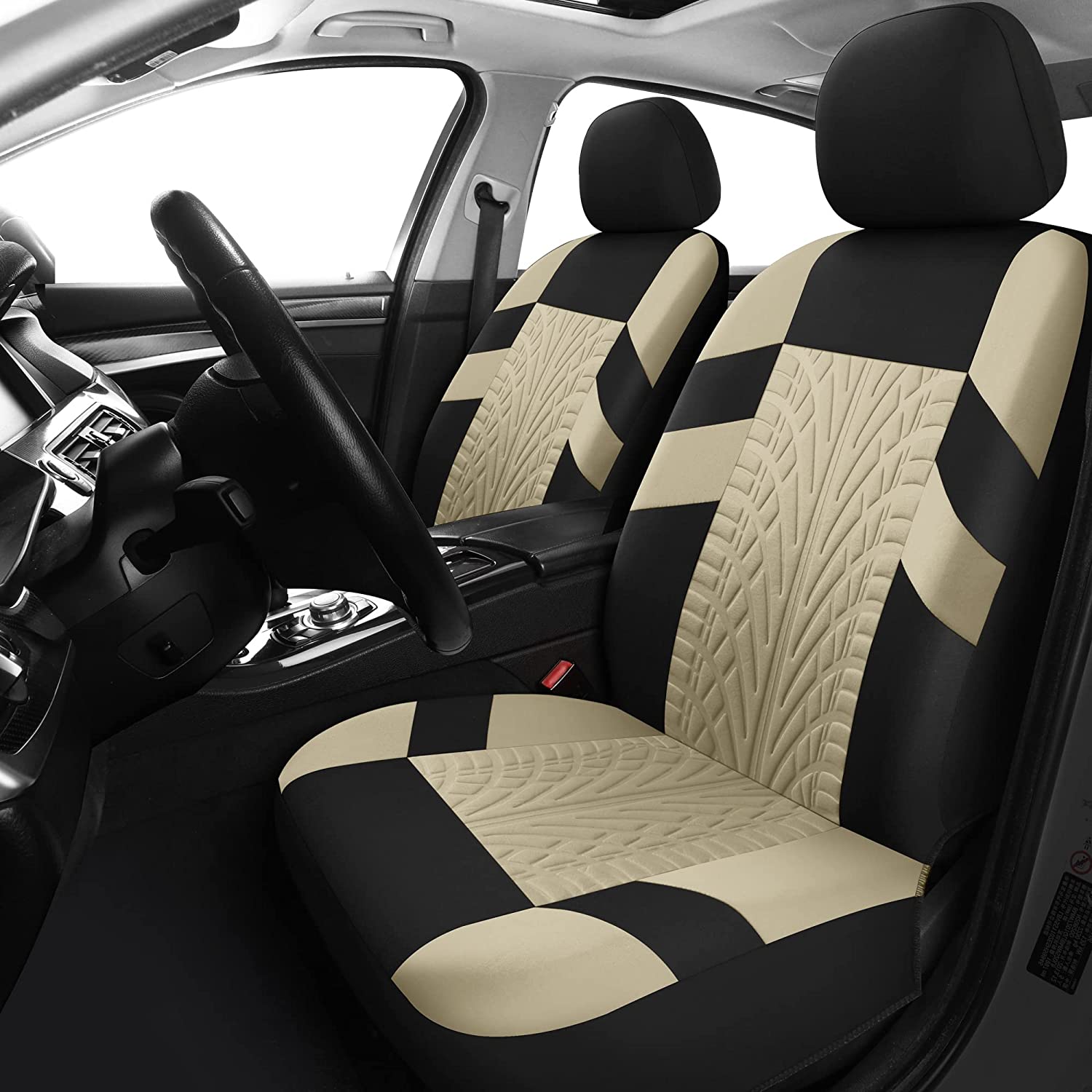 Car Seat Covers Front Pair, Universal Cloth Front Seat Covers for Car, Breathable and Washable Seat Covers for SUV, Sedan, Van, Automotive Interior Covers, Airbag Compatible, Compatible with All Cars