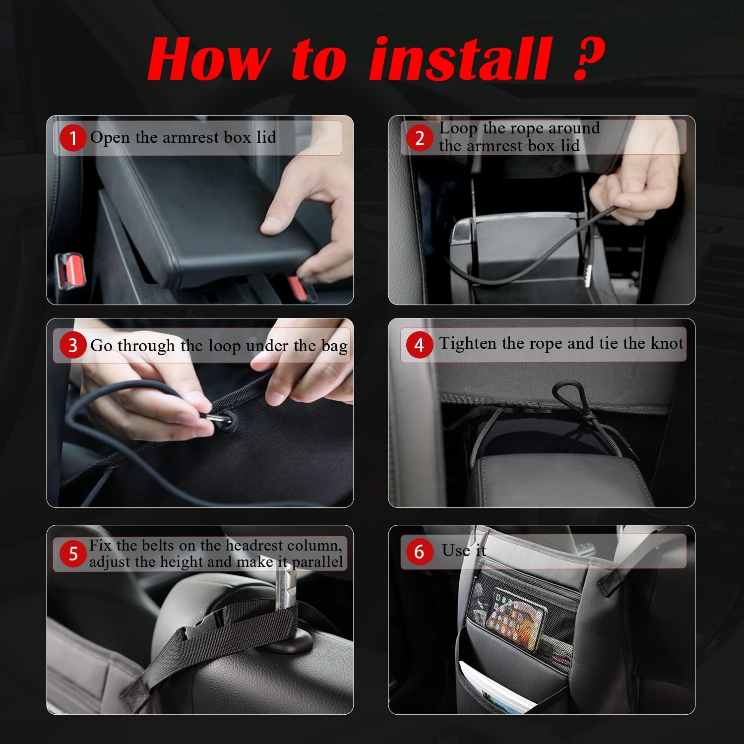 Car Organizer, Storage Bag Between Front Seats, Car Purse Holder, Handbag Tissue Holder, Dog Pet Barrier, Pocket Container, Universal Fit for All Cars, Car Accessories