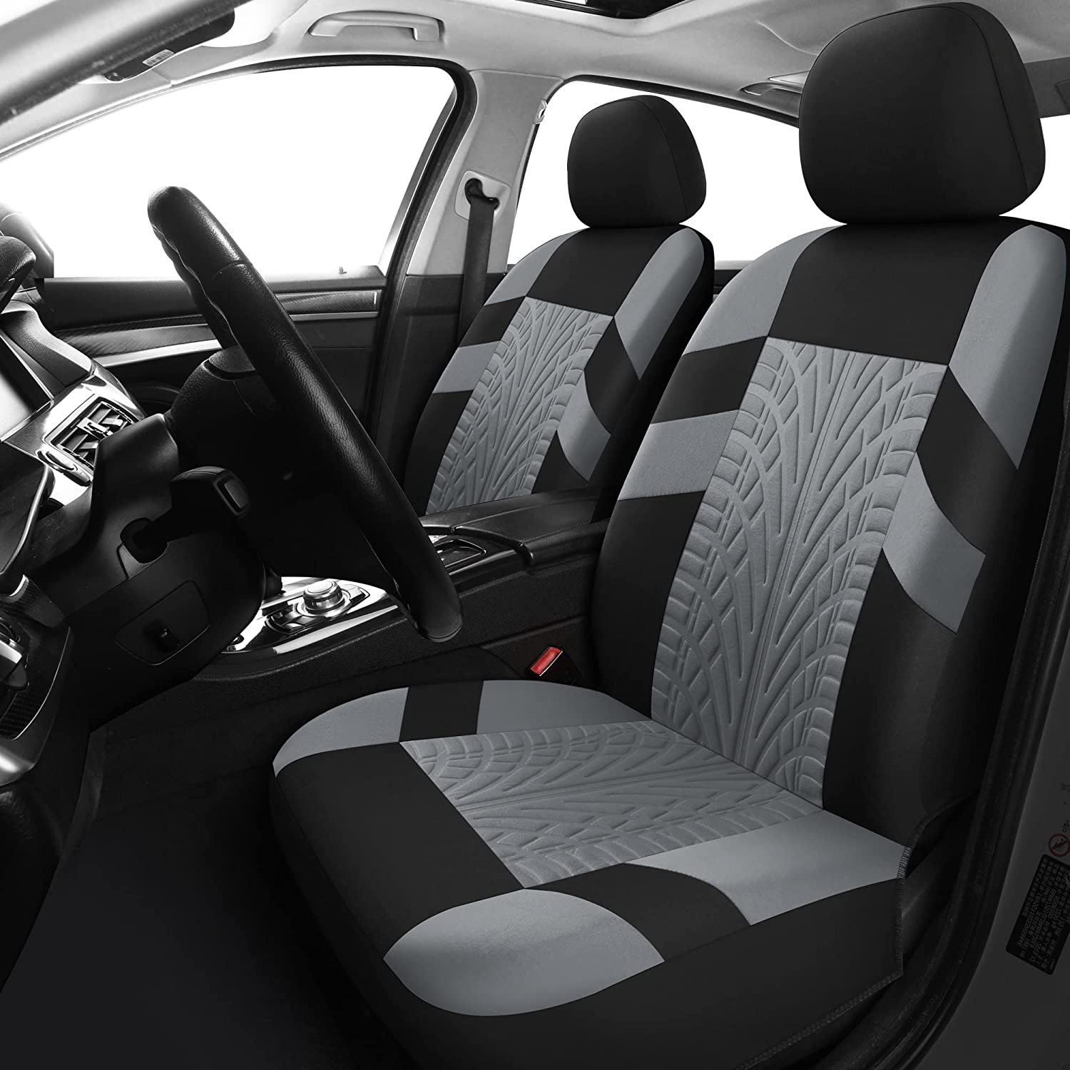 Car Seat Covers Front Pair, Universal Cloth Front Seat Covers for Car, Breathable and Washable Seat Covers for SUV, Sedan, Van, Automotive Interior Covers, Airbag Compatible, Compatible with All Cars