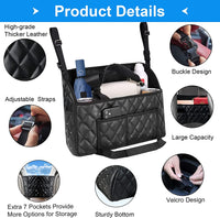 Thumbnail for Purse Holder for Cars,Car Purse Handbag Holder Between Seat,PU Leather Car Purse Holder with 7 Extra Pocket,Large Capacity Car Net Bag Organizer Barrier of Back Seat Dog Kids Seat Storage With Diamond, Compatible with All Cars
