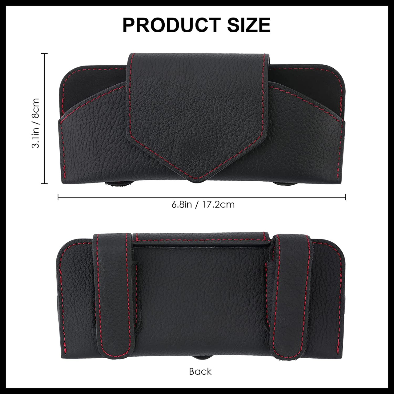 Sunglass Holder for Car Visor, Custom Text Personalized, Car Sunglass Holder Eyeglasses Holder Leather Sun Glasses Protective Storage Case Holder for Vehicle Sun Shade