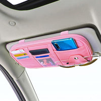Thumbnail for Car Sun Visor Organier Truck SUV Sun Visor Storage Pocket PU Leather Pouch Holder with Multi-Pocket Double Zipper Net Pocket, for Cards Pens Sunglasses Document Newest, Universal Fit for All Cars, Car Accessories