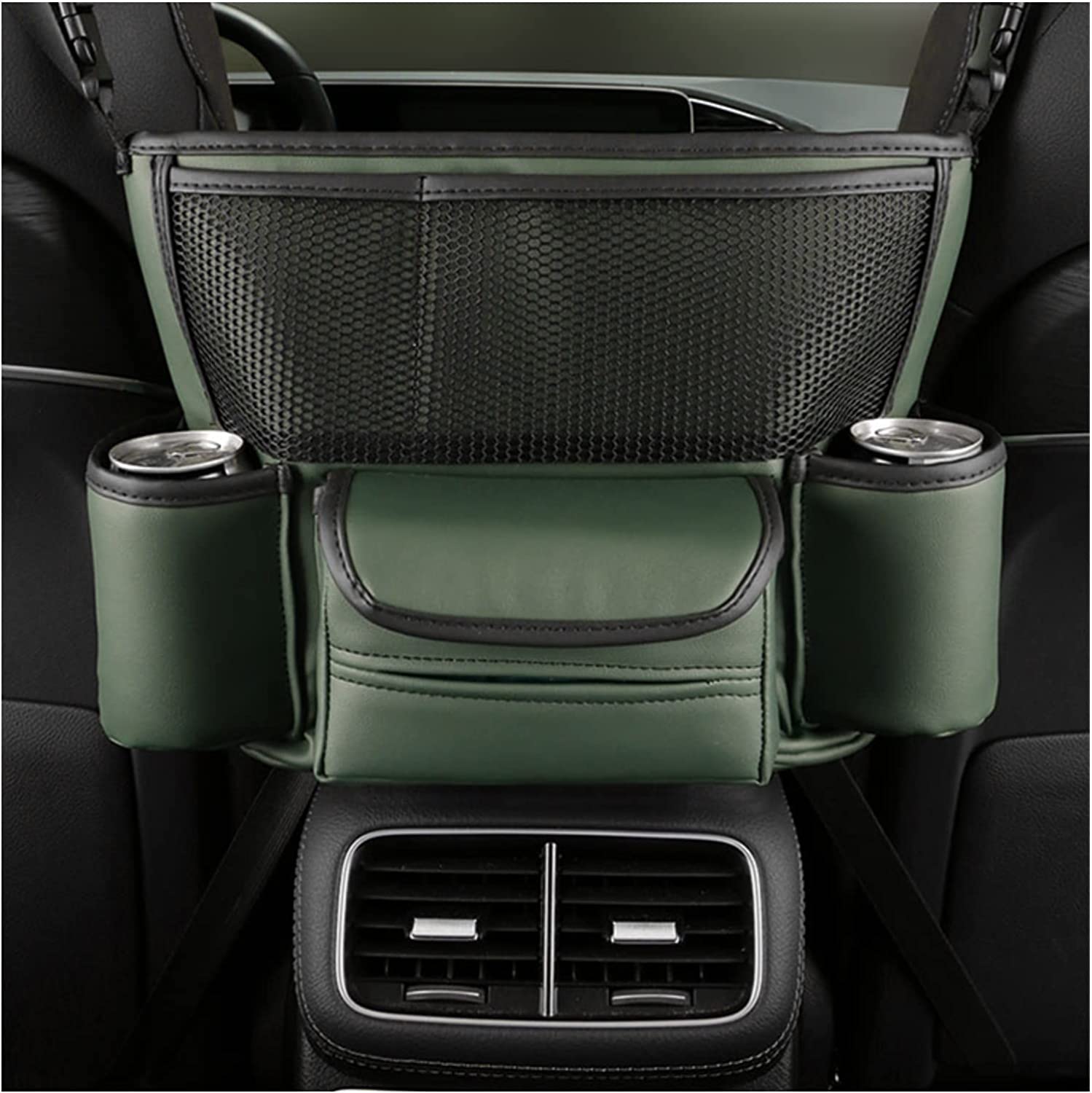Car Net Pocket Handbag and Purse Holder Between Seats, Large Capacity Multi-Function Automotive Interior Organizers and Storage Bag in Center Console Armrest Box, Universal Fit for All Cars, Car Accessories