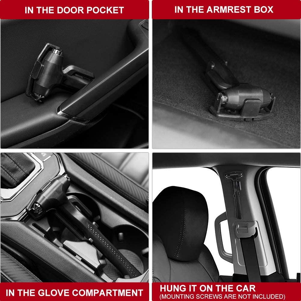Car Safety Hammer, 3-in-1 Auto Emergency Escape Hammer with Window Breaker and Seat Belt Cutter, Striking Black Emergency Escape Tool for Car Accidents Car Accessories