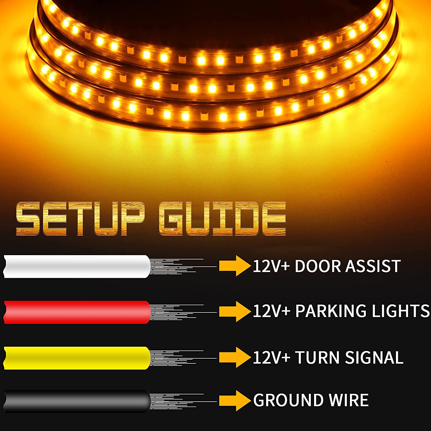 2PCs Truck LED Running Board Lights Sequential Amber Led Side Marker Light 70 Inch Emergency Extended Crew Cab 216 LEDs Waterproof Flexible Turn Signal Light Bar for Pickup Trucks Car SUV (70in)
