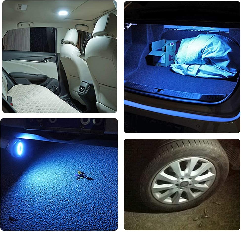 USB Rechargeable LED Car Interior Dome Light 12V Bright Multi-Function Trunk Cargo Area Light Car Ceiling Roof Light for Vehicle RV Camping Bedroom Cabinet Stick on Anywhere 3 Colors