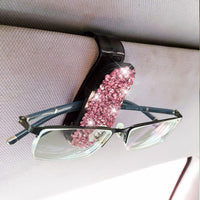 Thumbnail for Bling Car Glasses Holder, 2PCS Handcrafted Crystal Rhinestones Fashion Car Sunglasses Mount with Card Clip for All Sun Visors, Auto Interior Accessories for Women Girl, Universal Fit for All Cars, Car Accessories