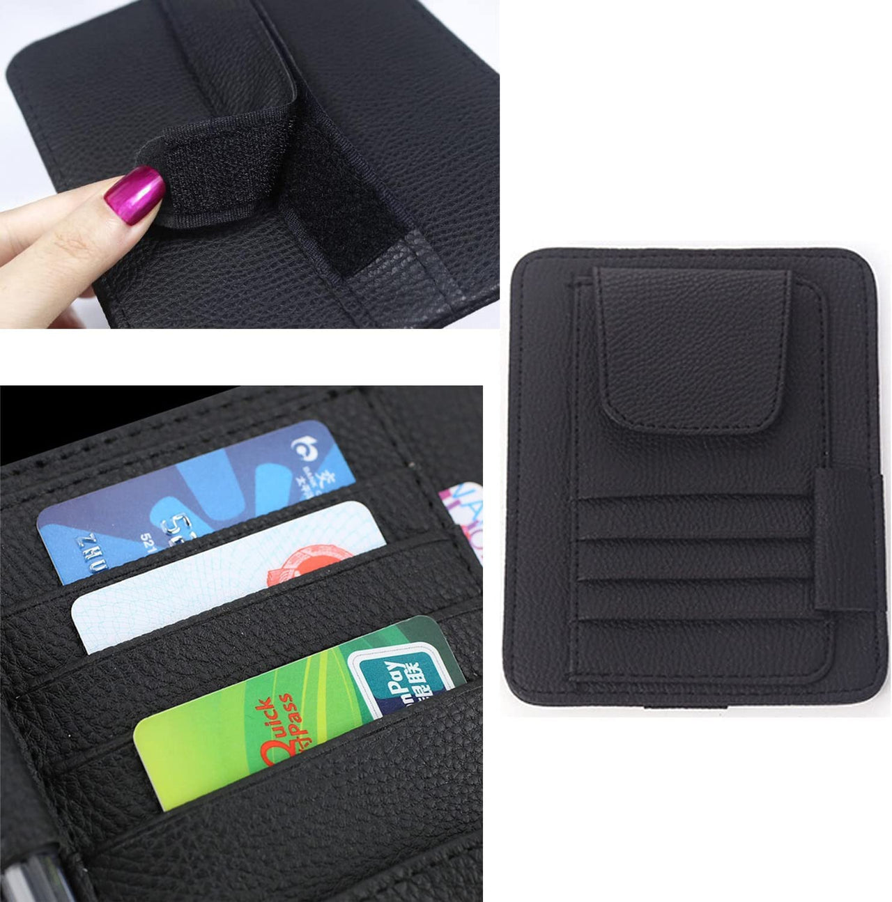 Small Car Sun Visor Organizer for Trucks Cars, Car Visor Document Holder, Sunglasses, Drving License, Insurance, Pen, Key, Phone, Universal Fit for All Cars, Car Accessories