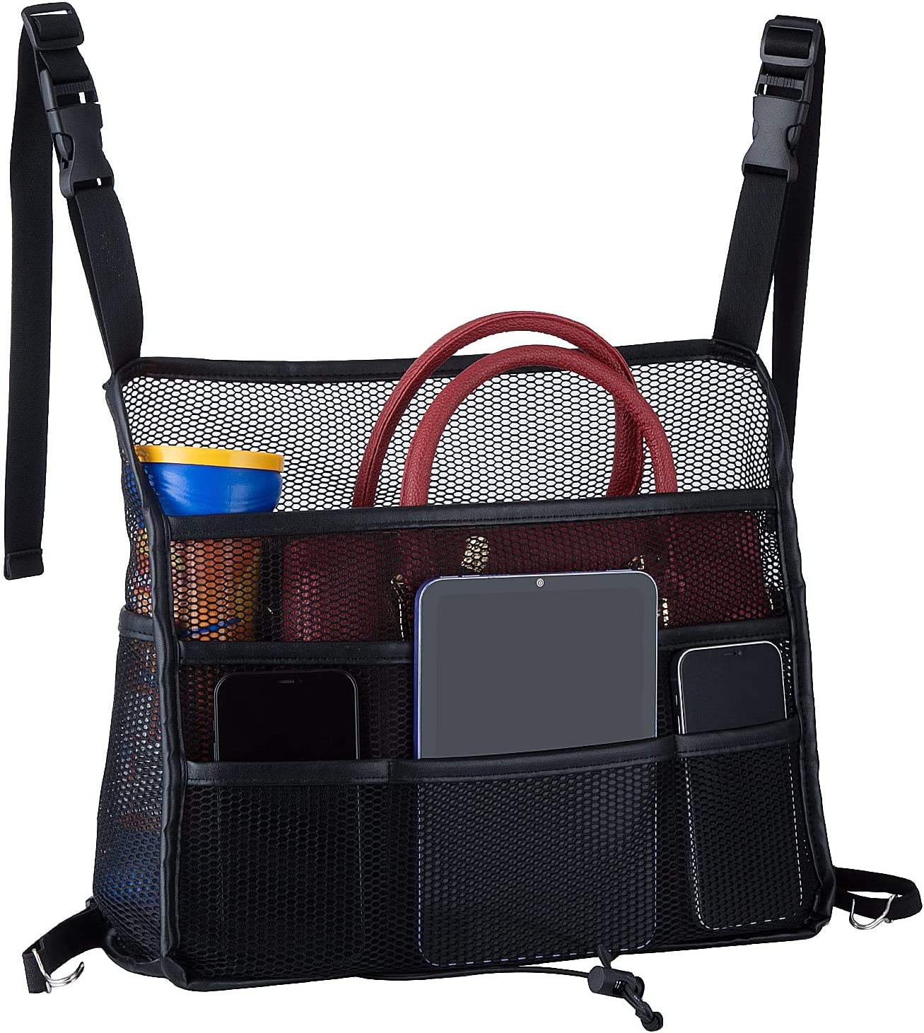 Car Seat Organizer Seat Back Storage Bag, Car Net Pocket Handbag Holder, Barrier of Backseat Dog Pet Kids for Car, Automotive Consoles Purse Holder, Universal Fit for All Cars, Car Accessories