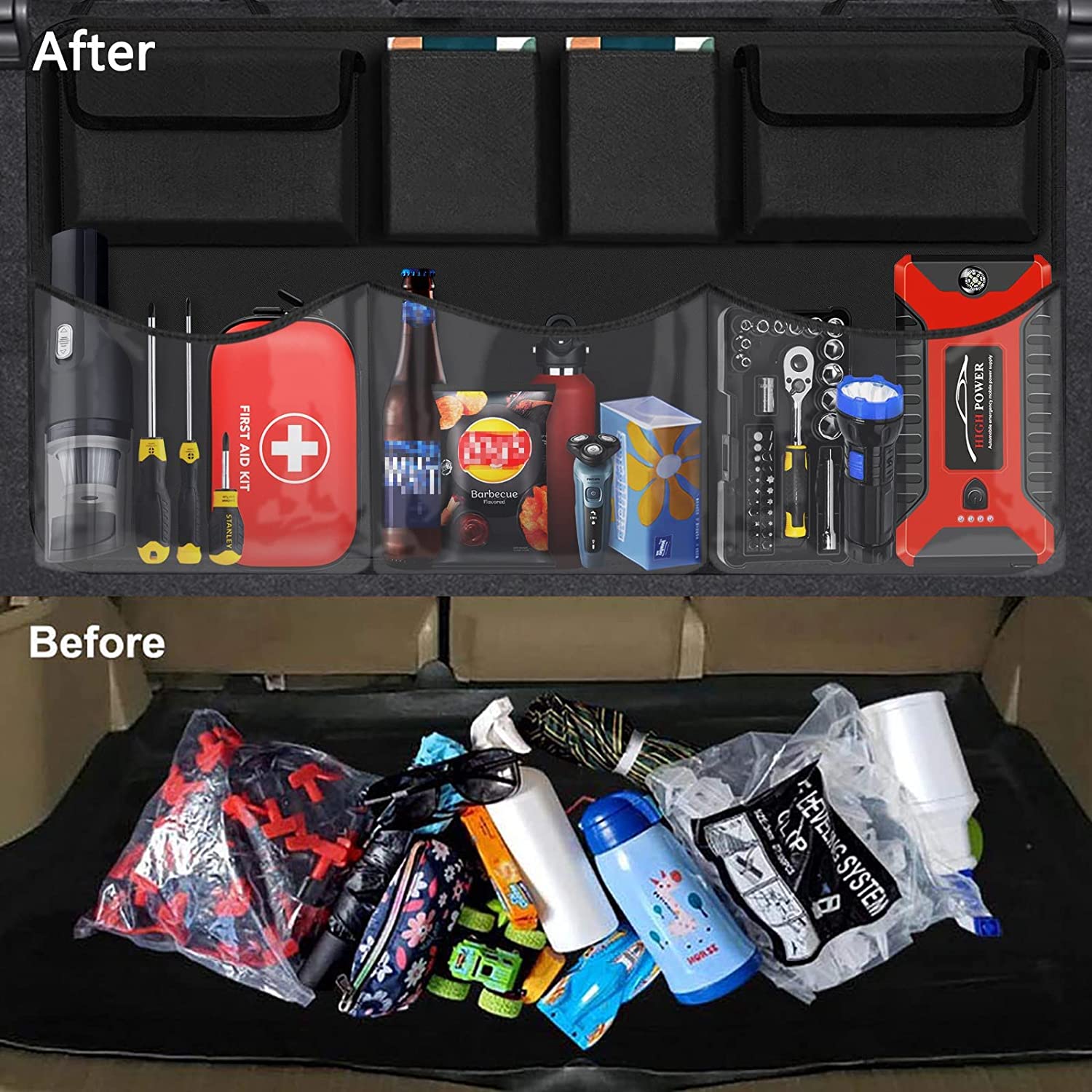 Car Trunk Organizer, Compatible with All Cars, Backseat Hanging Organizer with 7 Large Storage Bag -Trunk Organizer for SUV,Truck,Van -Your Space Saving Expert