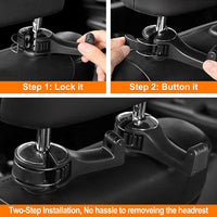 Thumbnail for 2 in 1 Car Seat Hooks for Purses and Bags with Phone Holder，Automative Headrest Purse Handbag Holder Hangers Organizers,Falling Resistance, Quietness and Universal Fit for All Cars, Car Accessories