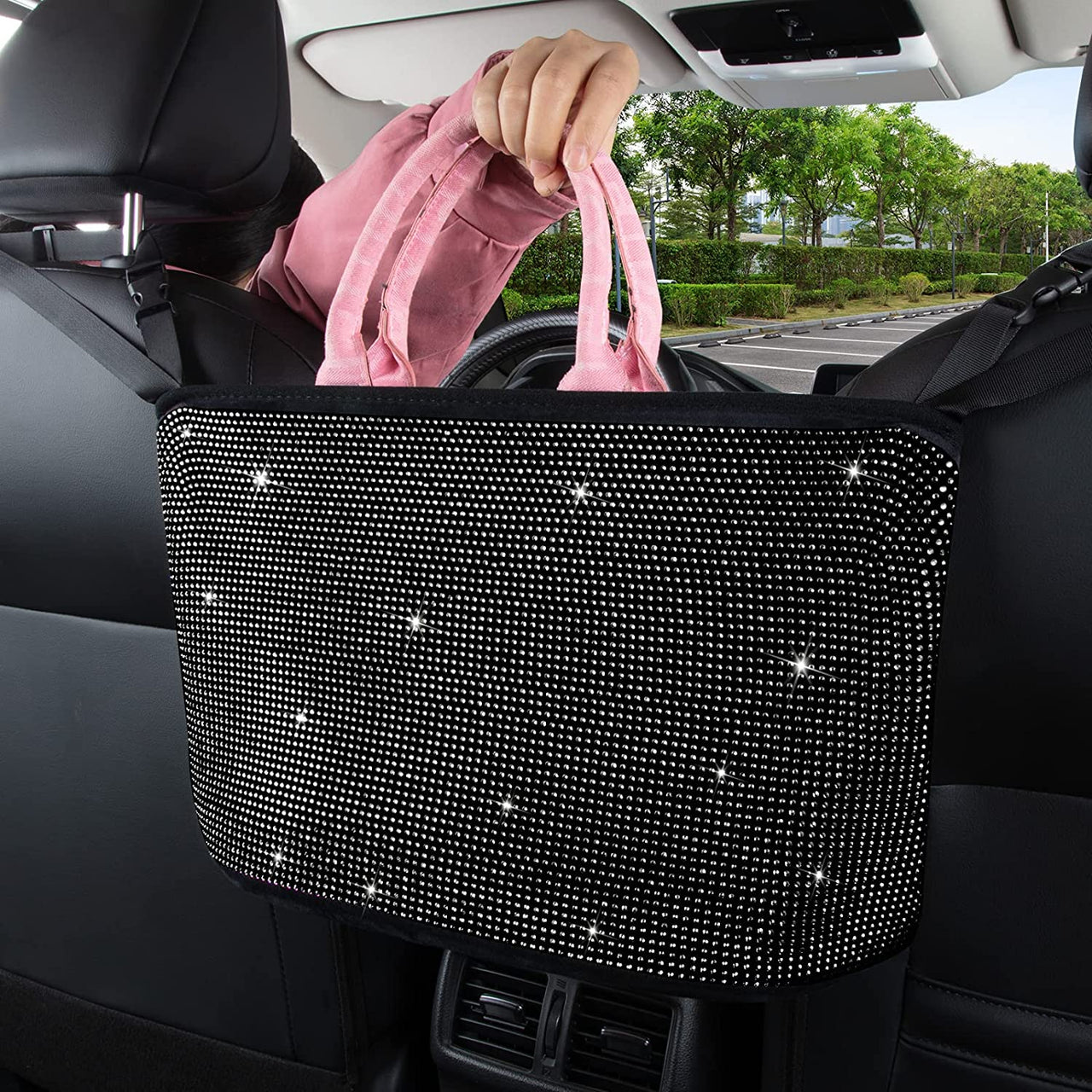 Car Organizers and Storage Purse Holder, Seat Back Net Handbag Purse Accessories for Women, Road Trip Essentials for Adults, Mom Gifts, Birthday Gifts Presents for Mom