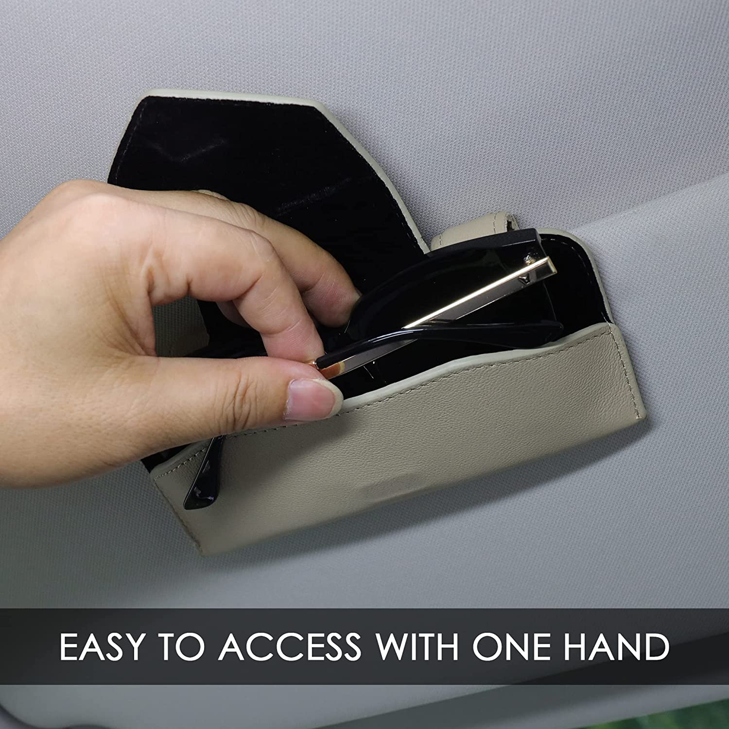 Custom Logo Sunglasses Holder for Car, Fit with Car Sunglass Holder Eyeglasses Holder Leather Sun Glasses Protective Storage Case Holder for Vehicle Sun Shade