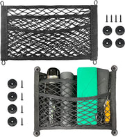 Cargo Net, Compatible with All Cars, 2 Pack Universal Mesh Cargo Net for Car Storage, Car-Net Pocket Storage Stretchable Mesh Pocket Net Wall Sticker Organizer Pouch Bag Storage Mesh Net for Car, Trunk, RV, Boats, Home