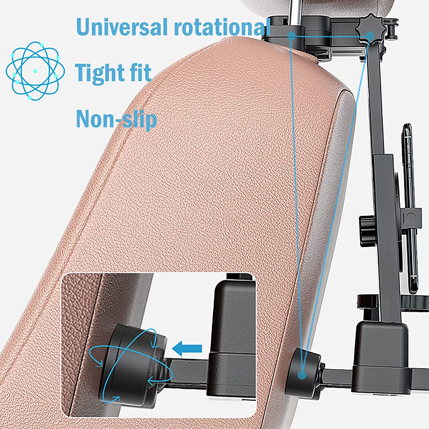Car Backseat Tray Table, Foldable Tray Seat Back Laptop Desk for Car Travel, Multifunctional Car Back Seat Food Tray, Car Table with Phone Holder, for Working, Writing, Eating, Traveling