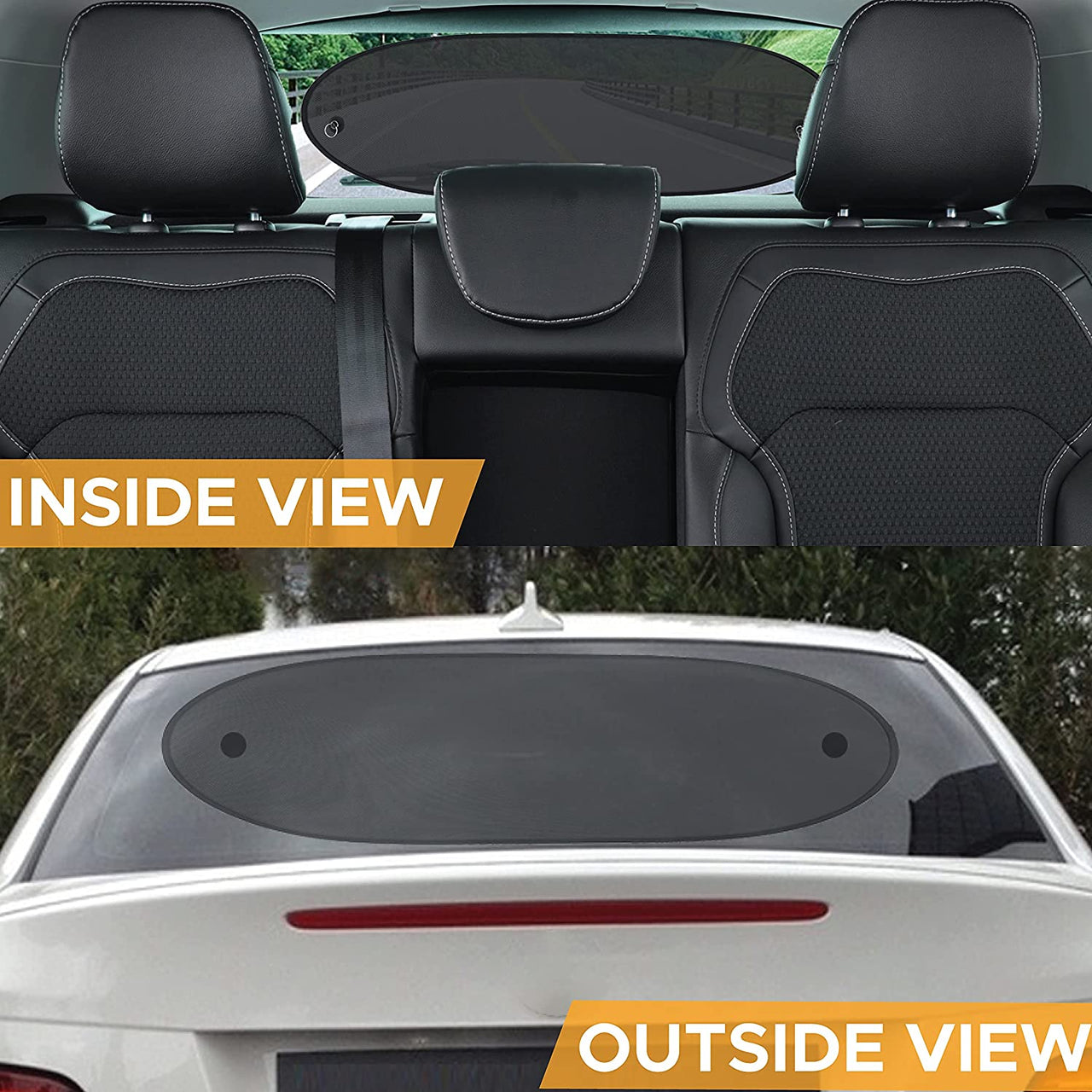 Sun Shade for Back Car Window | Baby Car Shades Rear Window Sunshade with 99% Sun Protection from UV and Heat | Complete Coverage for Rear Window Sun Visor | Fits All Cars | Car Accessories