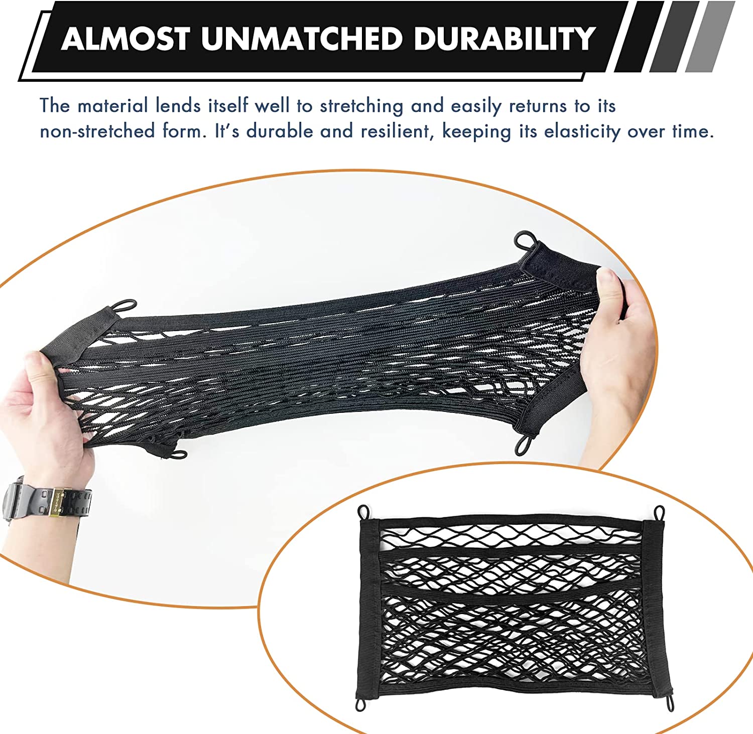 Cargo Net, Compatible with All Cars, 2 Pack Universal Mesh Cargo Net for Car Storage, Car-Net Pocket Storage Stretchable Mesh Pocket Net Wall Sticker Organizer Pouch Bag Storage Mesh Net for Car, Trunk, RV, Boats, Home