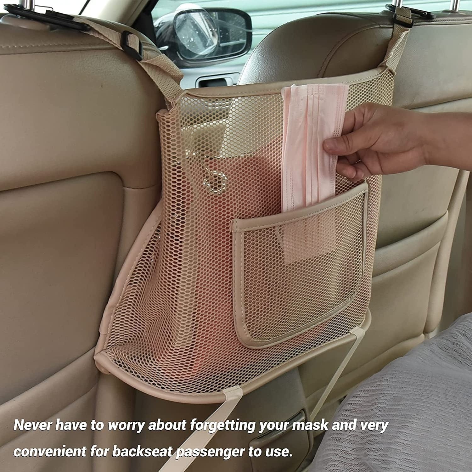Car Seat Organizer Seat Back Storage Bag, Car Net Pocket Handbag Holder, Barrier of Backseat Dog Pet Kids for Car, Automotive Consoles Purse Holder, Universal Fit for All Cars, Car Accessories