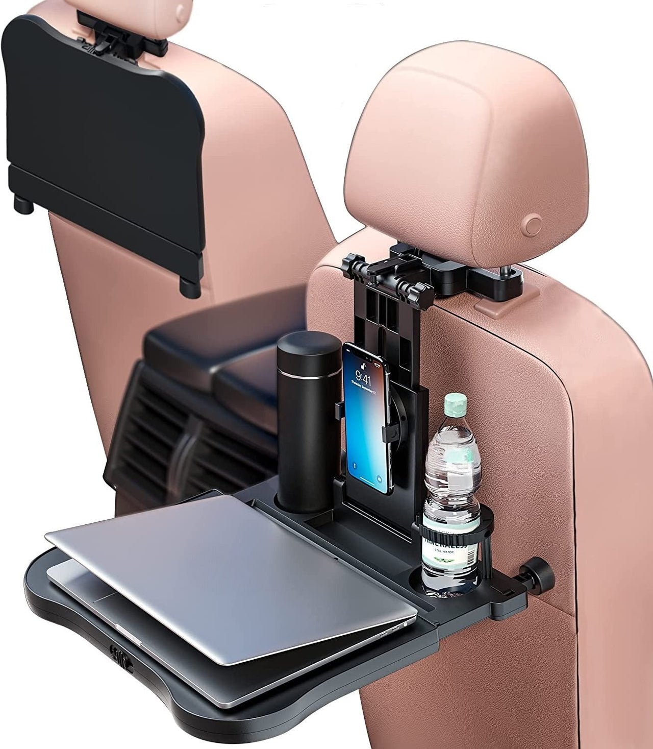 Car Backseat Tray Table, Foldable Tray Seat Back Laptop Desk for Car Travel, Multifunctional Car Back Seat Food Tray, Car Table with Phone Holder, for Working, Writing, Eating, Traveling