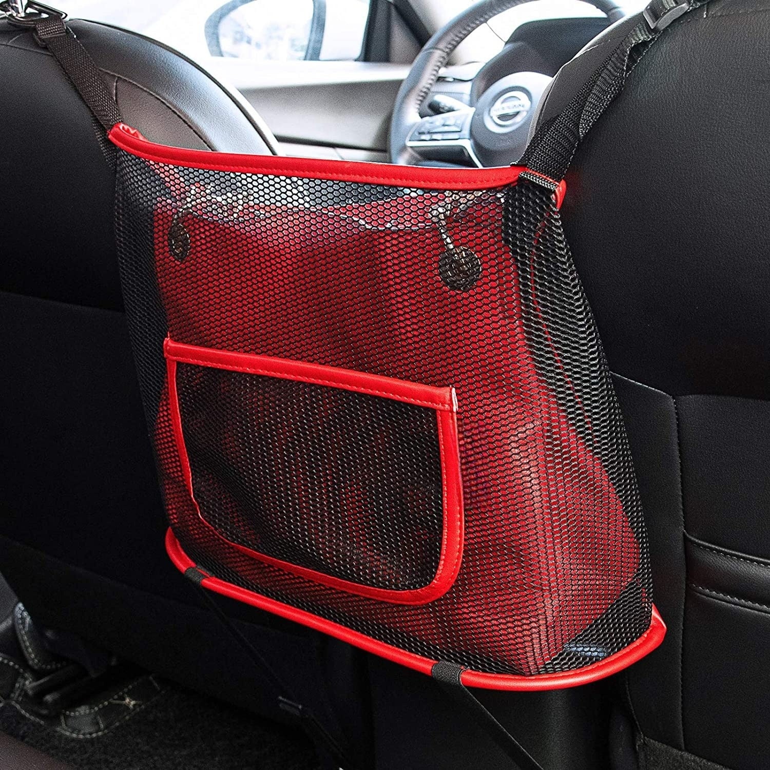 Car Seat Organizer Seat Back Storage Bag, Car Net Pocket Handbag Holder, Barrier of Backseat Dog Pet Kids for Car, Automotive Consoles Purse Holder, Universal Fit for All Cars, Car Accessories
