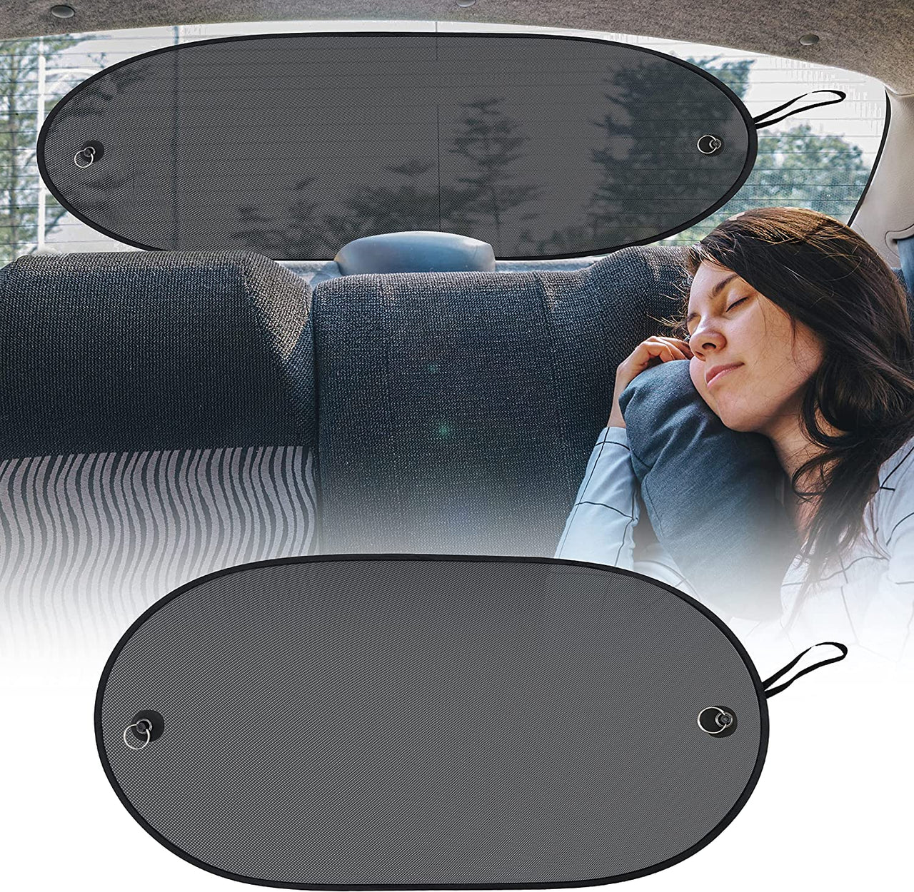 Sun Shade for Back Car Window | Baby Car Shades Rear Window Sunshade with 99% Sun Protection from UV and Heat | Complete Coverage for Rear Window Sun Visor | Fits All Cars | Car Accessories