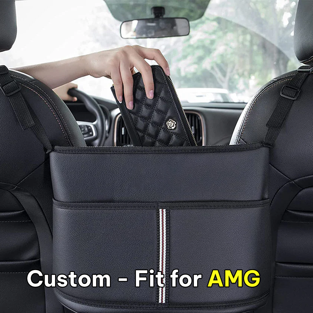 Car Purse Holder for Car Handbag Holder Between Seats Premium PU Leather, Auto Driver Or Passenger Accessories Organizer, Hanging Car Purse Storage Pocket Back Seat Pet Barrier