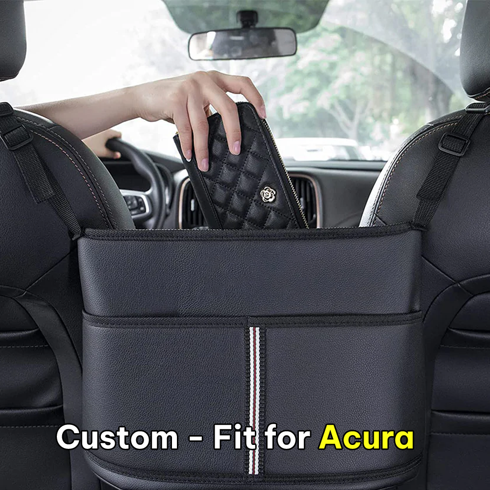 Car Purse Holder for Car Handbag Holder Between Seats Premium PU Leather, Custom fit for Acura, Auto Driver Or Passenger Accessories Organizer, Hanging Car Purse Storage Pocket Back Seat Pet Barrier