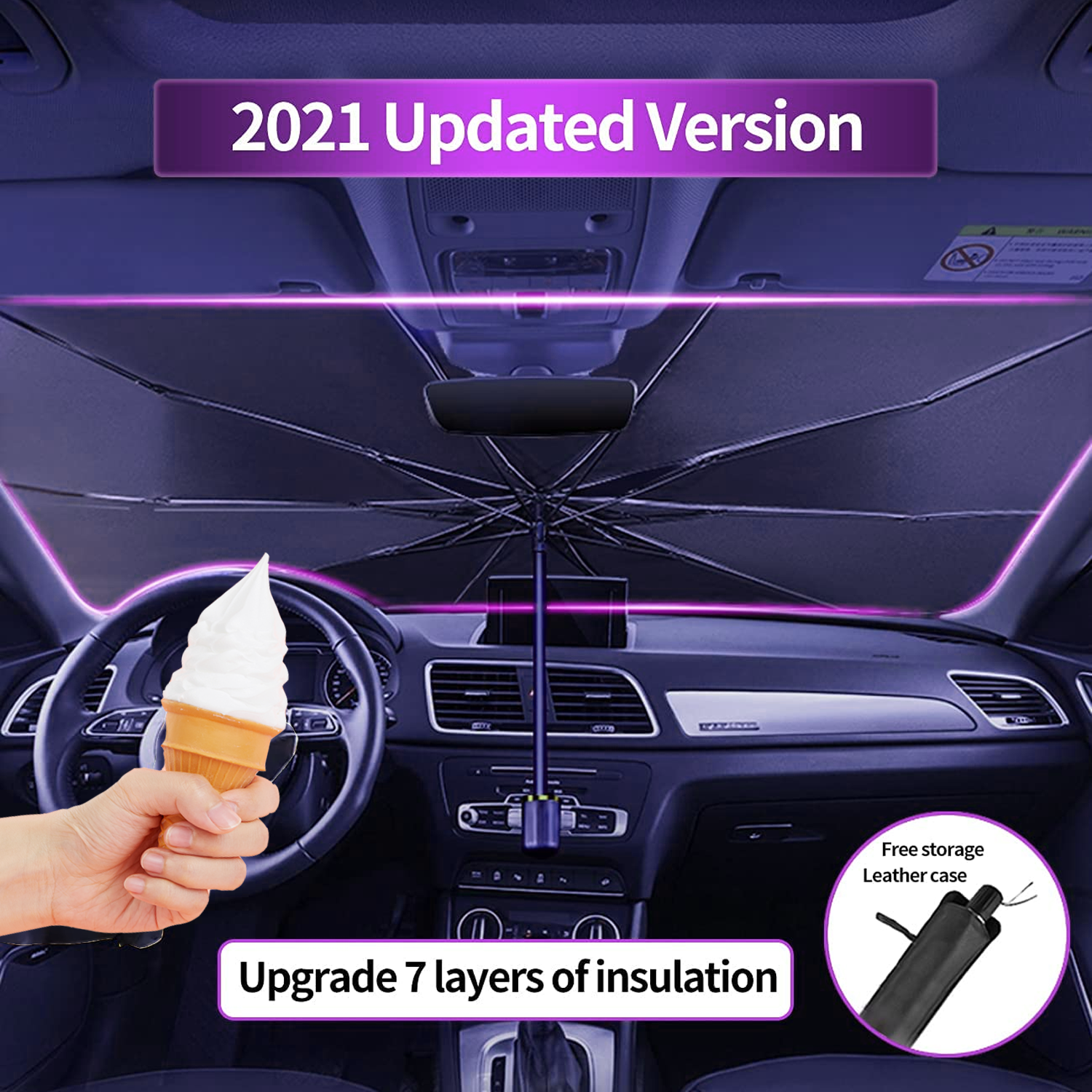 Custom Logo Car Sunshade, Car Window Shade, Foldable Windshield Sunshade Sun and UV Protection (Updated Version)