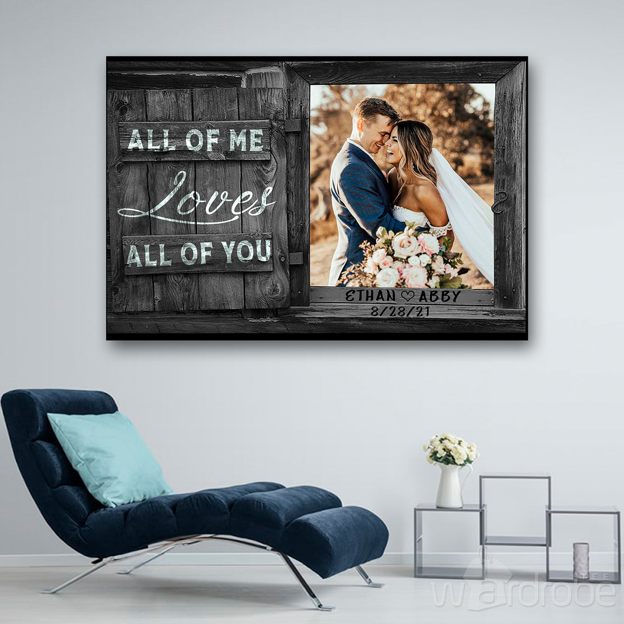 Personalized Photo Canvas Print Wall Art All Of Me Loves All Of You - Anniversary Wedding Gift Matte Canvas