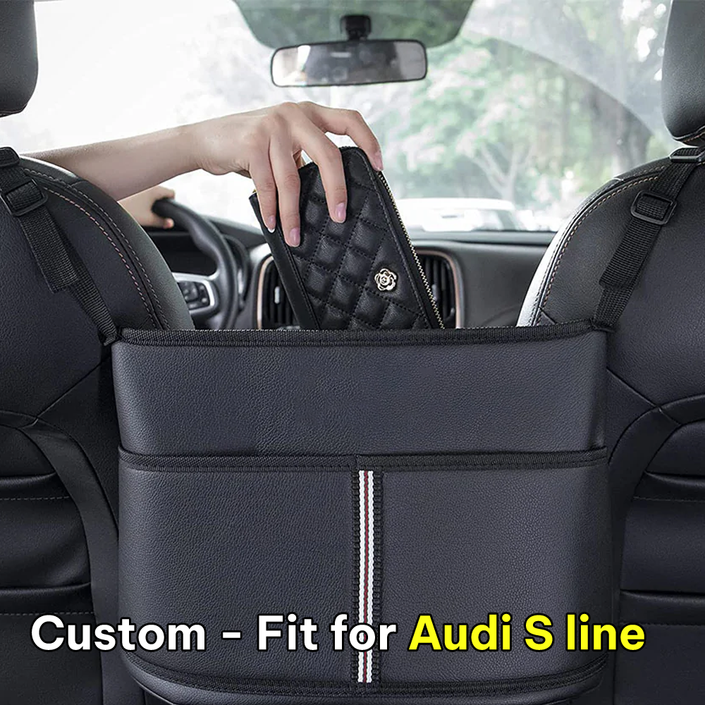 Car Purse Holder for Car Handbag Holder Between Seats Premium PU Leather, Auto Driver Or Passenger Accessories Organizer, Hanging Car Purse Storage Pocket Back Seat Pet Barrier