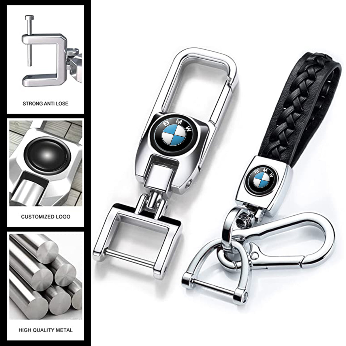 Leather Car Keychains Replacement, Custom fit for Car, Car Key Chain, Metal Keychain Accessories