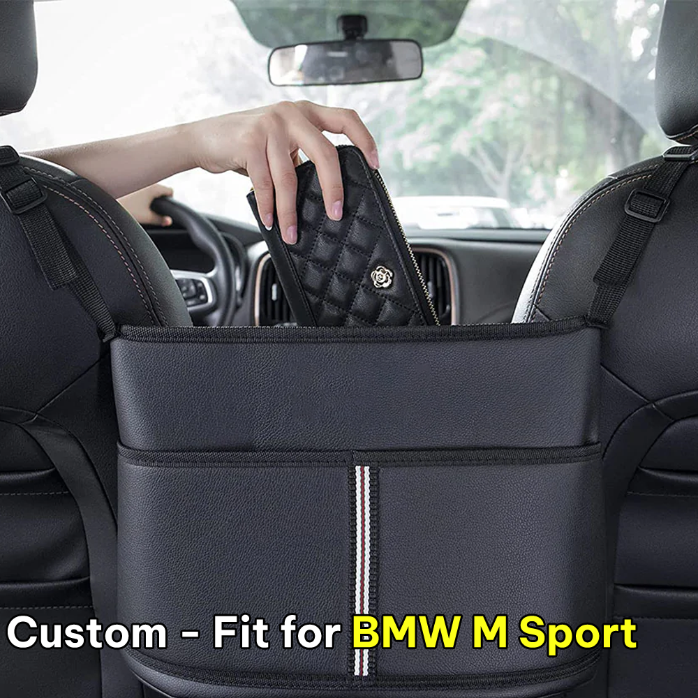 Car Purse Holder for Car Handbag Holder Between Seats Premium PU Leather, Auto Driver Or Passenger Accessories Organizer, Hanging Car Purse Storage Pocket Back Seat Pet Barrier