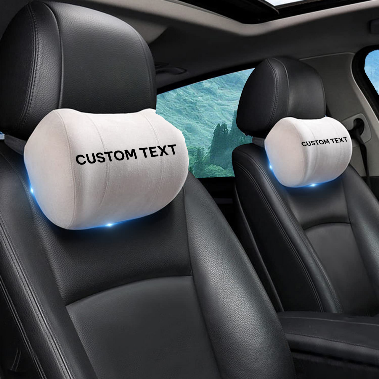 Custom Text For Car Headrest (2 PCS), Compatible with All Cars, 2023 Update Version Premium Memory Foam Car Neck Pillow TS15985