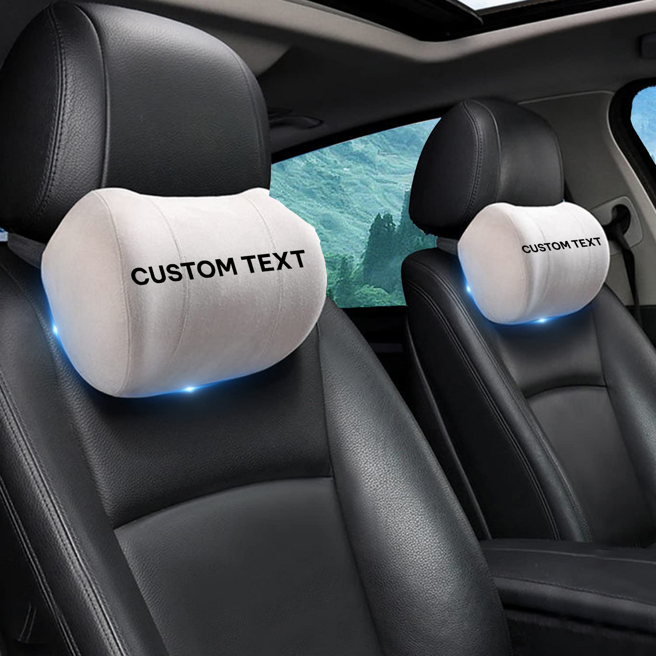 Custom Text For Car Headrest (2 PCS), Compatible with All Cars, 2023 Update Version Premium Memory Foam Car Neck Pillow LR15985