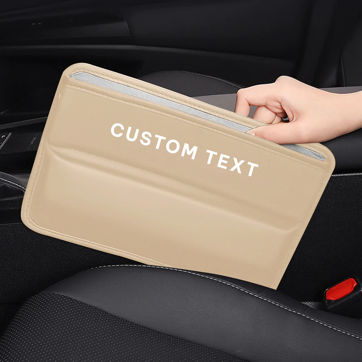 Custom Text Car Seat Gap Filler Organizer, Multifunctional Pu Leather Console Side Pocket Organizer For Cellphones, Cards, Wallets, Keys