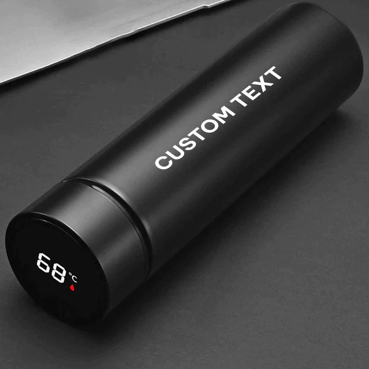 Custom Text 17oz Insulated Water Bottle with LED Temperature Display, Coffee Tea Infuser Bottle Double Wall Vacuum Insulated Water Bottle for Hot or Cold Drink, Stainless Steel Sports Automotive Travel Mug