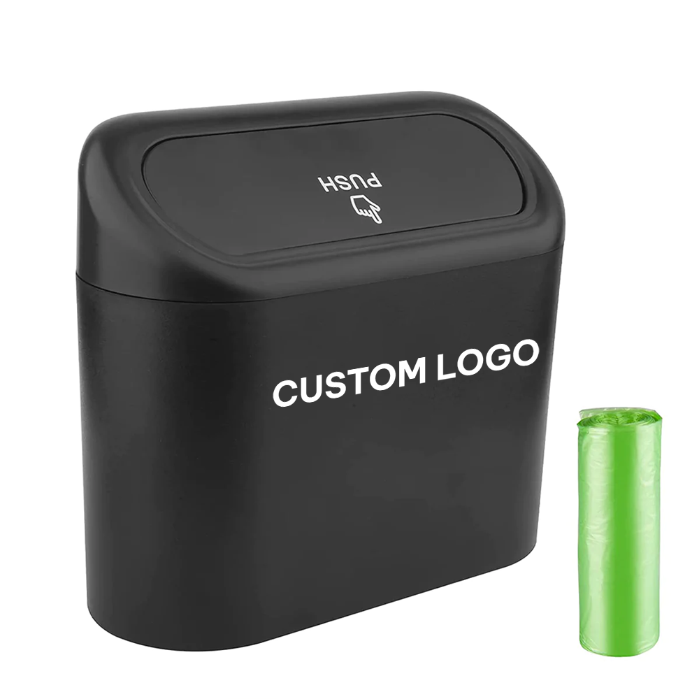Custom Logo Car Trash Can, Mini Car Accessories with Lid and Trash Bag, Cute Car Organizer Bin, Small Garbage Can for Storage and Organization